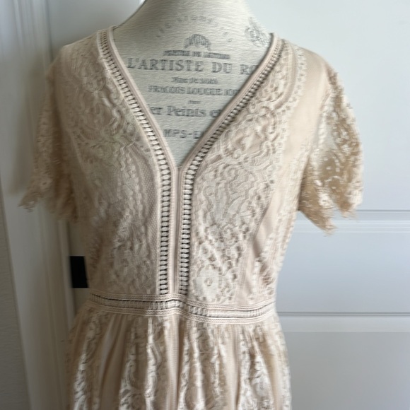 EUC Merokeety cream floral lace bridal, party,fairy, romantic maxi dress XL - Picture 2 of 8